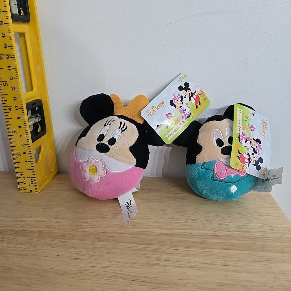 Disney Minnie & Mickey Plush Rattle Pair - Pink & Teal